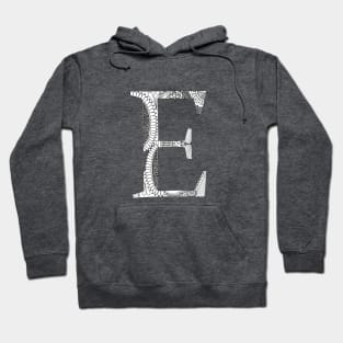 Henna Alphabet E / Henna Letter E - Black Henna Line Art Hoodie